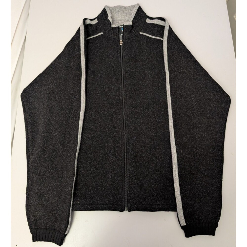 KUHL Team Mens S Full Zip Merino Wool Jacket Athletic Fleece Sweater Black Gray